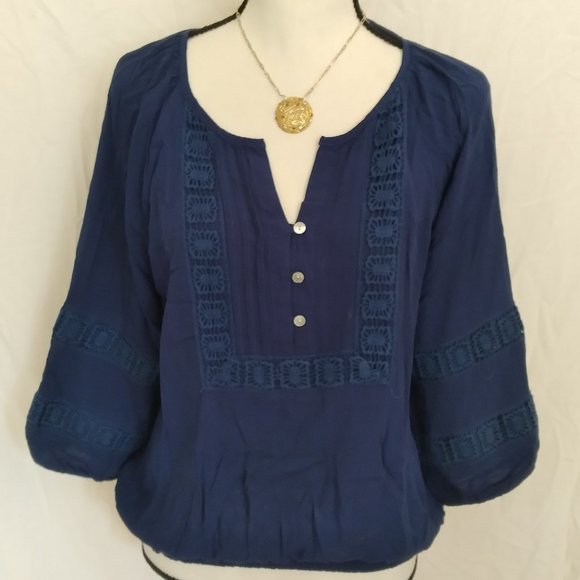 Cable & Gauge bohemian peasant blouse sz M - Picture 1 of 7